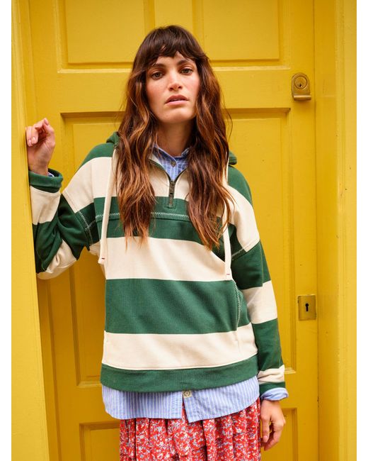 FatFace Green Fatface Airlie 1988 Stripe Hoodie