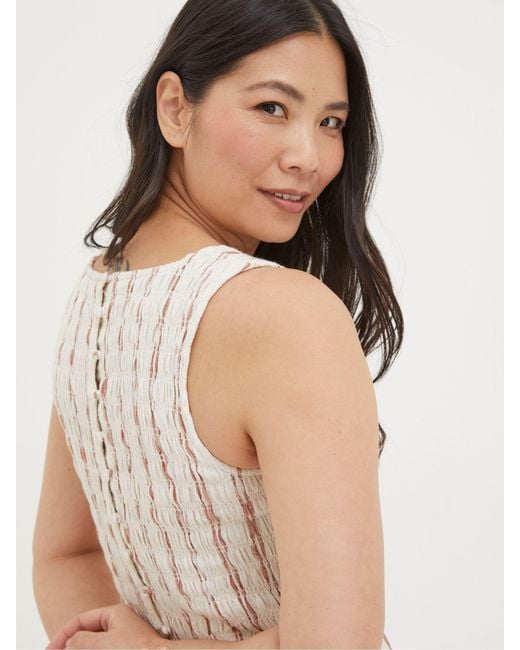 FatFace Natural Fatface Aria Stripe Midi Dress With Linen