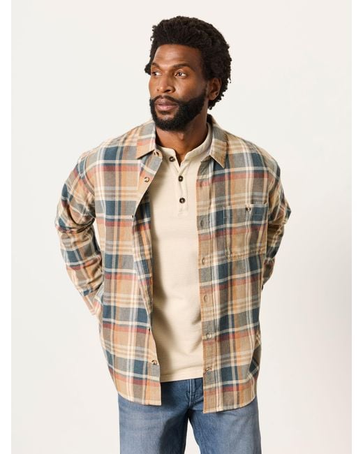 FatFace Natural Fatface Vassa Long Sleeve Relaxed Fit Check Shirt for men