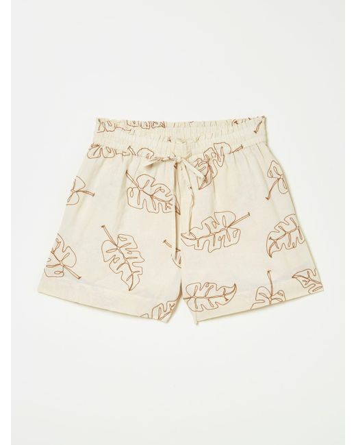 FatFace Natural Leaf Embroidered Short