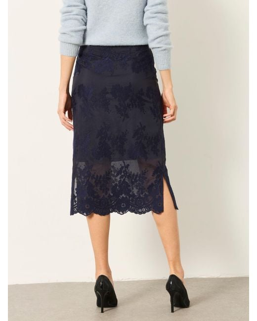 FatFace Blue Fatface Sara Lace Midi Skirt