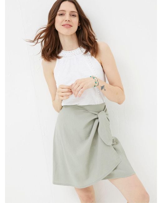 FatFace Green Fatface Mia Linen Blend Skirt