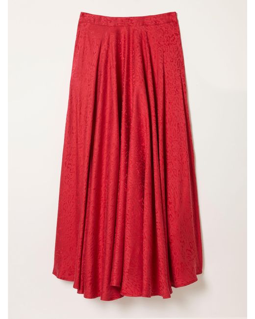 FatFace Red Fatface Malia Jacquard Midi Skirt