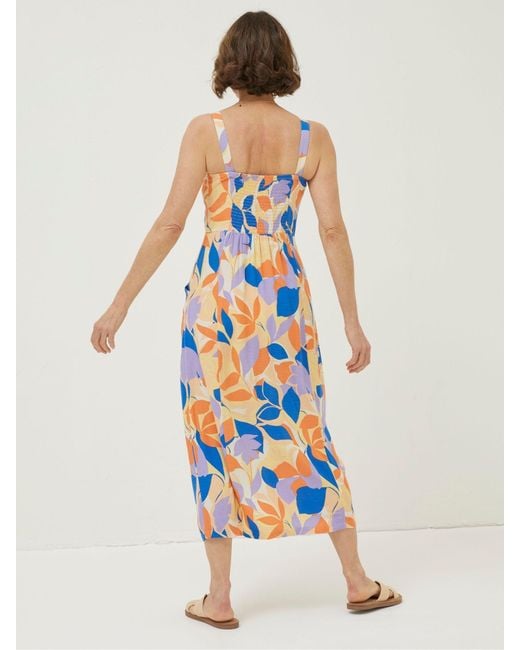 FatFace Blue Fatface Corey Stencil Floral Midi Dress