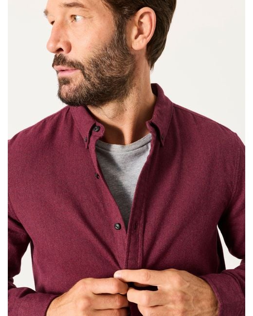 FatFace Red Fatface Tadwick Long Sleeve Brushed Shirt for men
