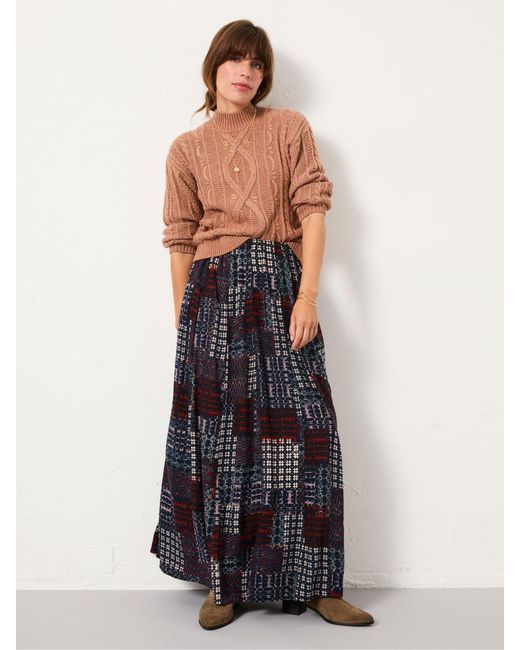 FatFace White Fatface Blanket Maxi Skirt