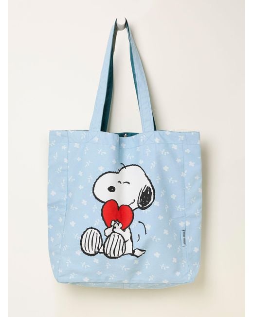 FatFace Blue Fatface Heart Snoopy Reversible Tote Bag