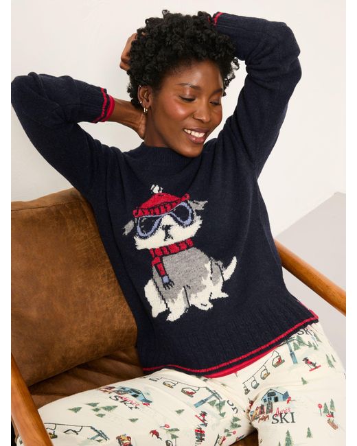FatFace Blue Fatface Dog Knitted Jumper