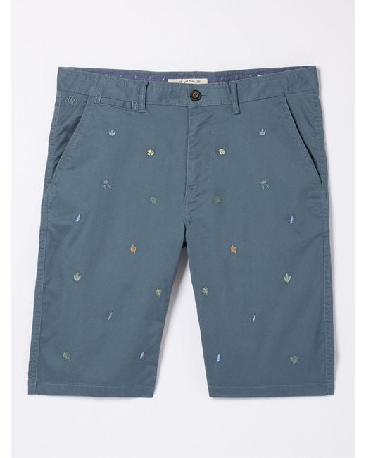 FatFace Blue Fatface Mawes National Forest Embroidered Leaf Shorts for men