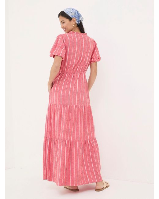 FatFace Pink Fatface Aubrey Stripe Linen Blend Maxi Dress