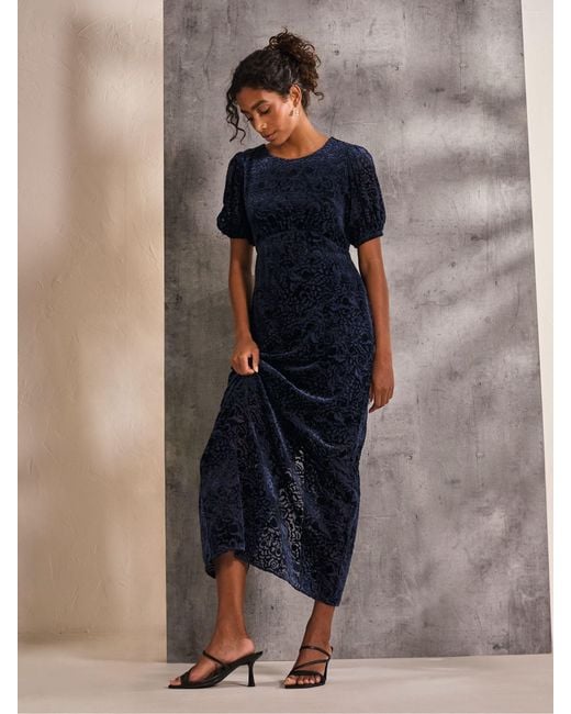 FatFace Blue Fatface Nora Burnout Midi Dress