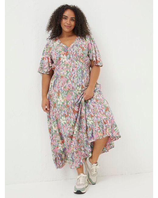 FatFace Green Fatface Grace Expressive Floral Midi Dress