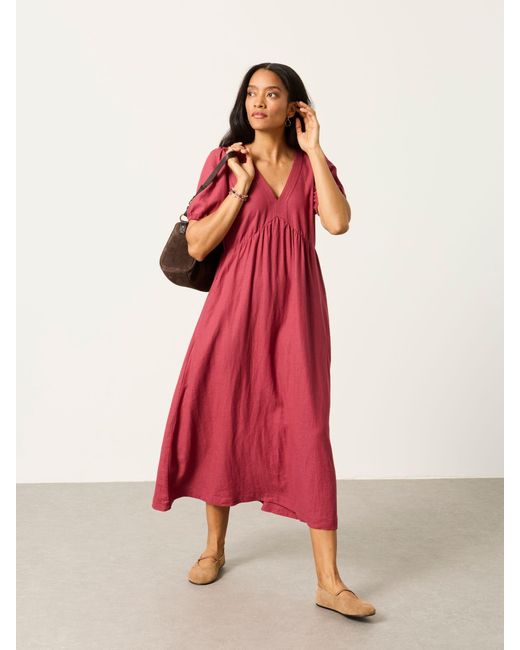 FatFace Red Fatface Remi Petite Linen Dress