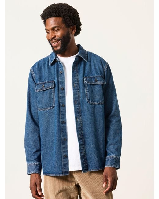 FatFace Blue Fatface Relaxed Fit Denim Shirt for men