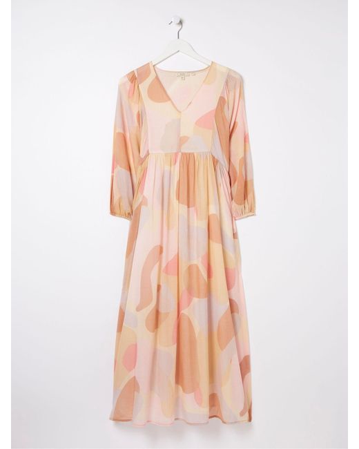 FatFace Natural Fatface Printed Abstract Midi Dress