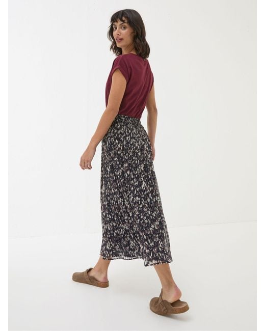 FatFace Brown Fatface Paignton Pleated Midi Skirt
