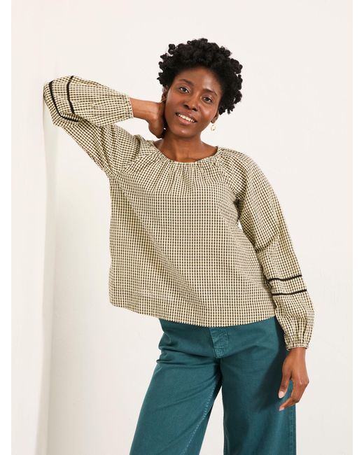 FatFace Natural Fatface Dawn Gingham Blouse