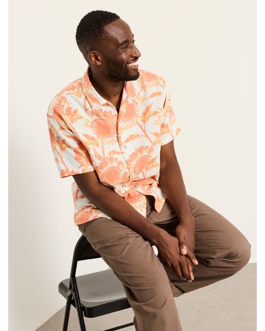 FatFace Natural Fatface Short Sleeve Relaxed Fit Sunflower Print Shirt for men