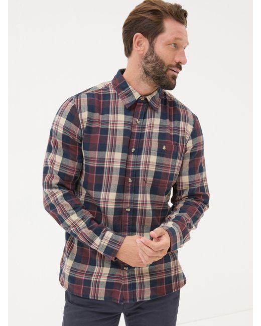 FatFace Gray Fatface Long Sleeve Amble Check 100% Cotton Shirt for men