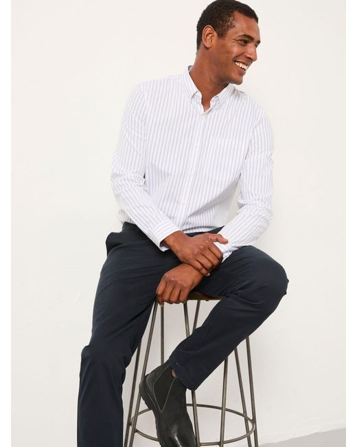 FatFace White Fatface Foston Long Sleeve Stripe Shirt for men