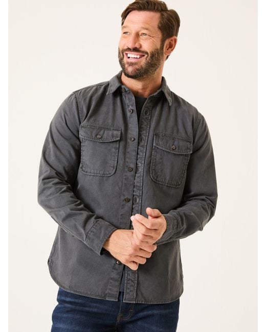 FatFace Gray Fatface Filey Long Sleeve Plain Shirt for men