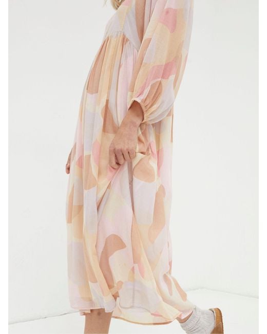 FatFace Natural Fatface Printed Abstract Midi Dress