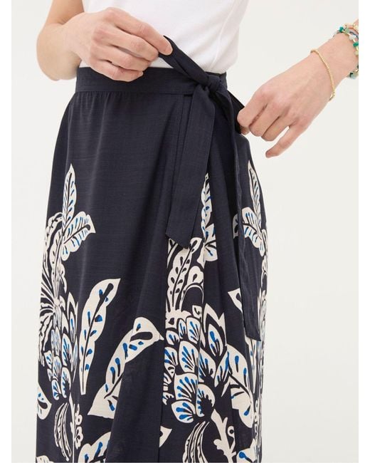 FatFace White Fatface Blakely Damask Placement Midi Skirt