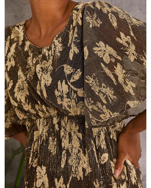FatFace Brown Fatface Lucia Foil Plisse Maxi Dress