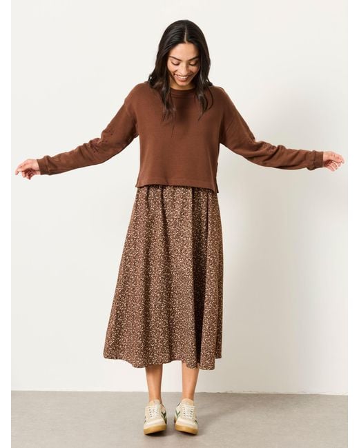 FatFace Brown Fatface Noa Petite 2In1 Midi Dress