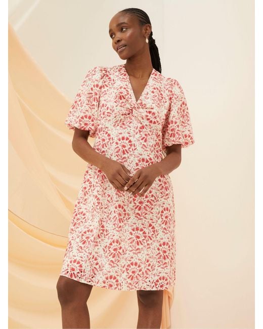 FatFace Natural Fatface Tulip Floral Tile Dress