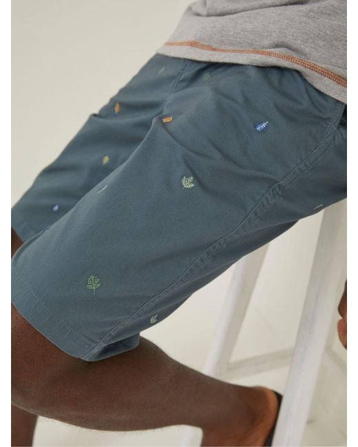 FatFace Blue Fatface Mawes National Forest Embroidered Leaf Shorts for men
