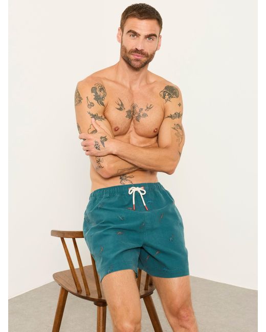 FatFace Blue Fatface Lizard Printed Swim Shorts for men