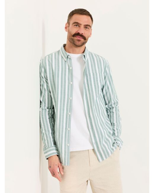 FatFace Blue Fatface Long Sleeve Fynn Stripe Shirt for men