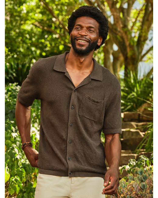 FatFace Green Fatface Portloe Knitted Shirt for men