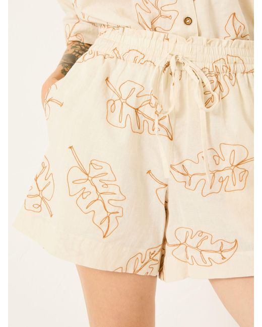 FatFace Natural Leaf Embroidered Short