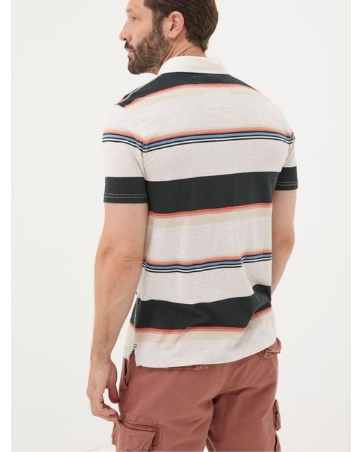 FatFace White Fatface Hastings Stripe Polo Shirt for men