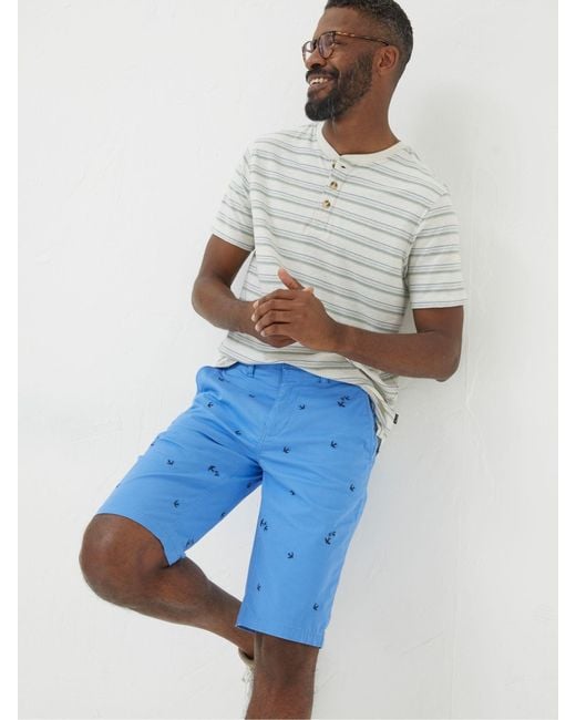 FatFace Blue Fatface Mawes Bird Embroidery Shorts for men