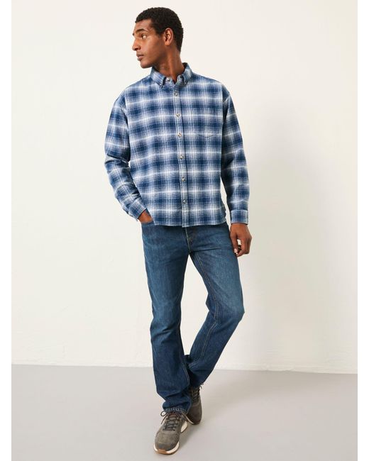 FatFace Blue Fatface Morley Long Sleeve Relaxed Fit Check Shirt for men