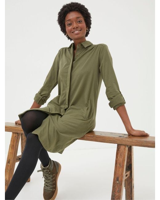 FatFace Green Fatface Jersey Shirt Tunic Dress