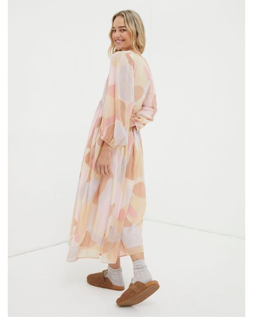 FatFace Natural Fatface Printed Abstract Midi Dress