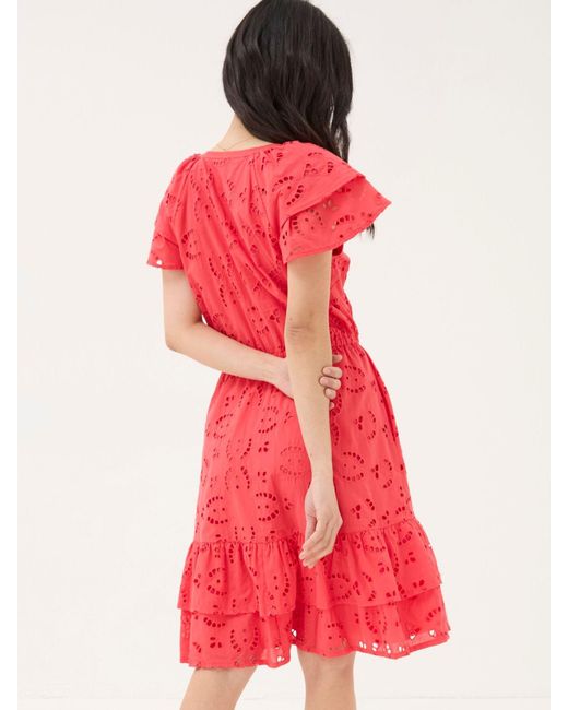 FatFace Red Fatface Brady Broderie Dress
