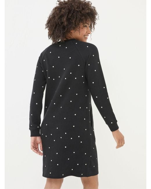 FatFace Black Fatface Georgia Embroidered Sweat Dress