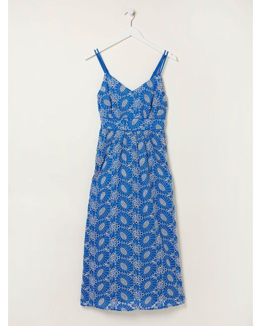 FatFace Blue Fatface Jayden Broderie Midi Dress