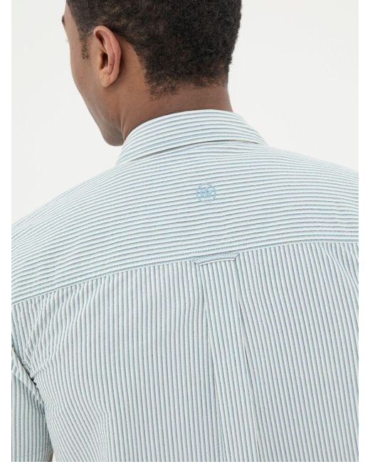 FatFace Blue Fatface Short Sleeve Markham Stripe Shirt for men