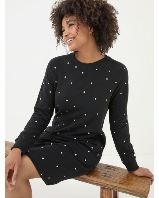 FatFace Black Fatface Georgia Embroidered Sweat Dress