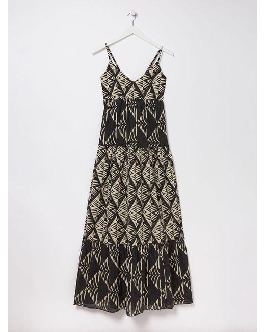FatFace White Fatface Marnie Mono Geo Beach Dress