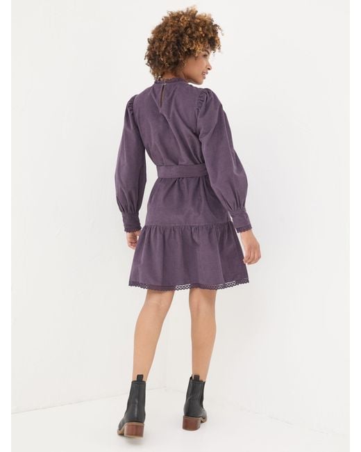 FatFace Purple Fatface Adley Cord 100% Cotton Dress