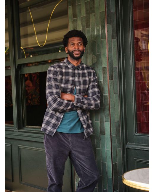 FatFace Green Fatface Long Sleeve Brent Check 100% Cotton Shirt for men
