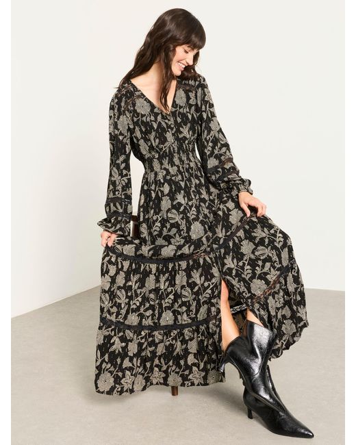 FatFace Black Fatface Eden Jacquard Maxi Dress