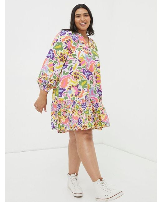 FatFace White Fatface Art Floral Tunic?Dress
